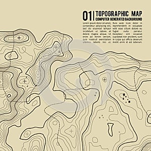 Topographic map background with space for copy . Line topography map contour background , geographic grid abstract