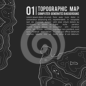 Topographic map background with space for copy . Line topography map contour background , geographic grid abstract