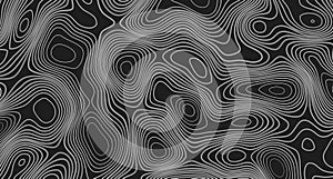 Topographic Map Background. Topographical style lines pattern. Abstract Light contours on black backdrop