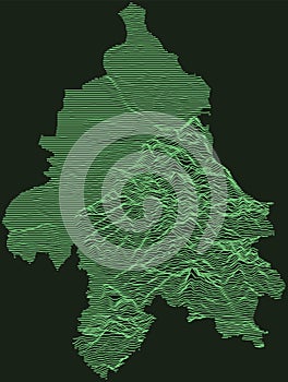 Topographic map of Belgrade, Serbia