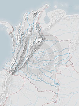 Topographic map of Colombia