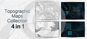 Topographic Map, Contour Background Collection