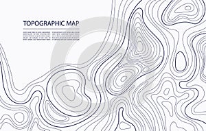 Topographic map contour. Geographic mapping, nature terrain relief, mountain topology. Cartography line landscape vector