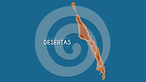 Topographic map of Desertas, Portugal. Vector detailed elevation map of island. Geographic elegant landscape outline photo