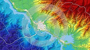 Topographic Map with Elevation Gradient