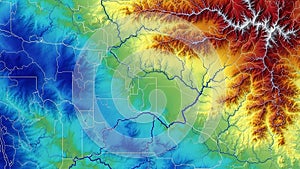 Topographic Map with Elevation Gradient