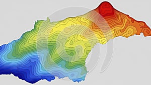 Topographic Map Visualization of Land Elevation with Color Gradient