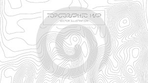 Topographic map on white background. Topo map elevation lines. Contour vector abstract vector illustration. Geographic