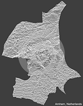 Topographic relief map of ARNHEM, NETHERLANDS