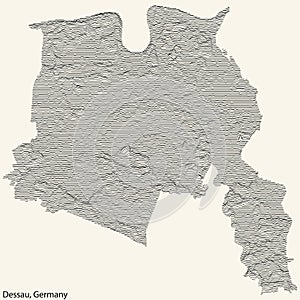 Topographic relief map of DESSAU, GERMANY