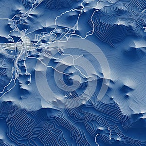 Topographic relief map. Rounded lines, design