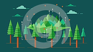 A topographical data forest where the varying heights and shapes of the trees reflect the complexities of the data photo