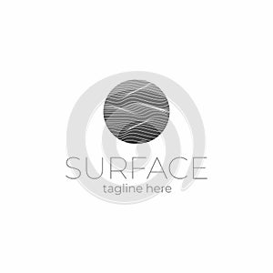 Surface logo template. Lined field abstract logo template. Abstract stripes line wavy field pattern.