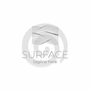 Lined field abstract logo template. Abstract stripes line a wavy field pattern