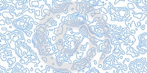 Topography white map seamless pattern with blue solid lines