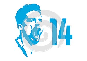 Graphic Illustration of Dries Mertens with number 14 photo