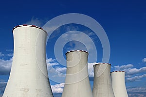 Tops of cooling towers of atomic power plant