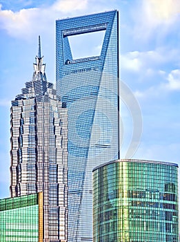 Tops of the highest buildings of Shanghai