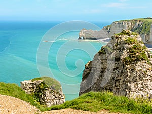 Tops of white chalk cliffs