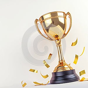 Topview champion trophy cup isolated on white background
