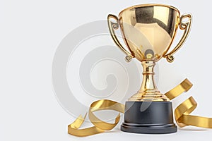 Topview champion trophy cup isolated on white background