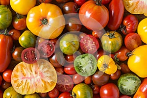 Topview of Colorful tomatoes