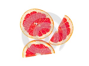 Topview Grapefruit slice isolated on white background