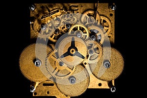 Topview, Inside view of a mechanical clockwork or movement