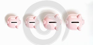 Topview of piggy bank or piggybank family