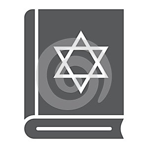 Torah book glyph icon, israel and religion, jewish book sign, vector graphics, a solid pattern on a white background.