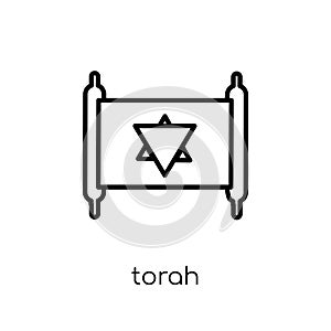 Torah icon. Trendy modern flat linear vector Torah icon on white