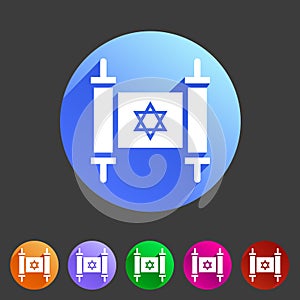 Torah jewish scroll book icon flat web sign symbol logo label