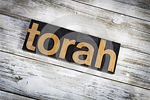 Torah Letterpress Word on Wooden Background