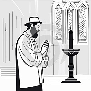 Torah reading isolated cartoon vector illustration. Jewish people reading Torah