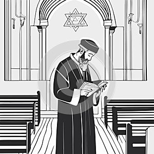 Torah reading isolated cartoon vector illustration. Jewish people reading Torah