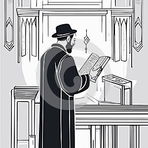 Torah reading isolated cartoon vector illustration. Jewish people reading Torah