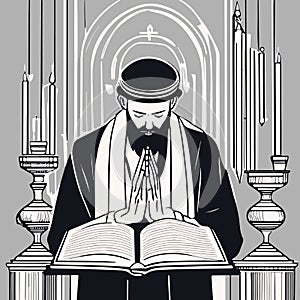 Torah reading isolated cartoon vector illustration. Jewish people reading Torah