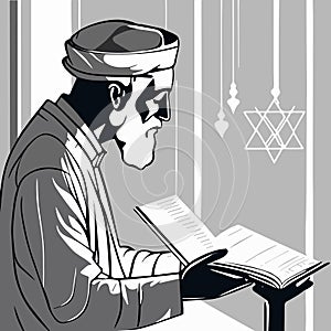 Torah reading isolated cartoon vector illustration. Jewish people reading Torah