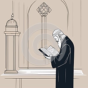 Torah reading isolated cartoon vector illustration. Jewish people reading Torah