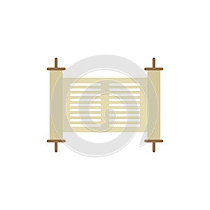 Torah scroll flat icon, vector illustration