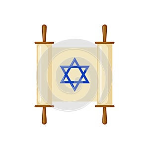 Torah scroll icon in flat style.