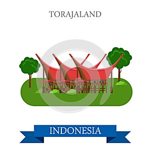 Toraja Land in Rantepao, Indonesia vector flat attraction photo