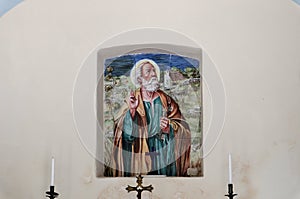 Torca - Pannello maiolicato sull\'altare dell\'Eremo di San Pietro presso il Fiordo di Crapolla photo