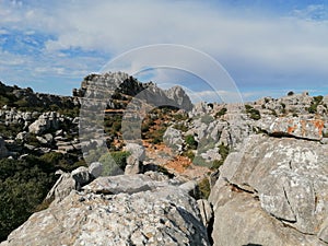 Torcal de Antequera, province of Malaga, Andalusia, Spain The unique shape of the rocks is due to the erosion that occurred 150 m