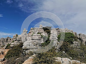 Torcal de Antequera, province of Malaga, Andalusia, Spain The unique shape of the rocks is due to the erosion that occurred 150 m