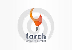 Torch creative symbol concept. Power fire flame abstract business fireball shape logo. Energy fuel burn, flammable gas