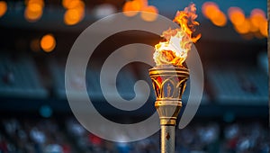 Torch with fire, symbol of the Olympics destination event tradition destination creativity