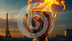 Torch with fire, symbol of the Olympics perfection