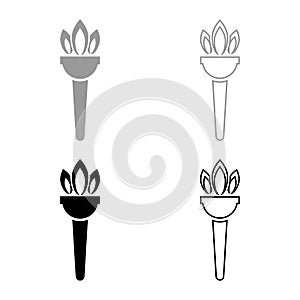 Torch flambeau icon set grey black color