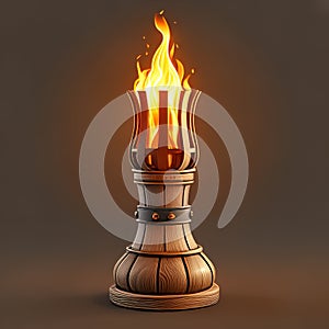 Torch with flame on dark background. Vector illustration. Eps 10